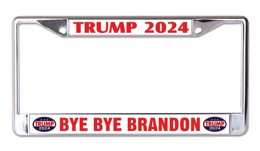 Trump 2024 Bye Bye Brandon Chrome License Plate Frame