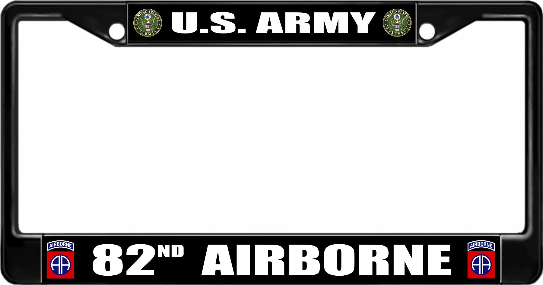 U.S. Army 82nd Airborne Black License Plate Frame