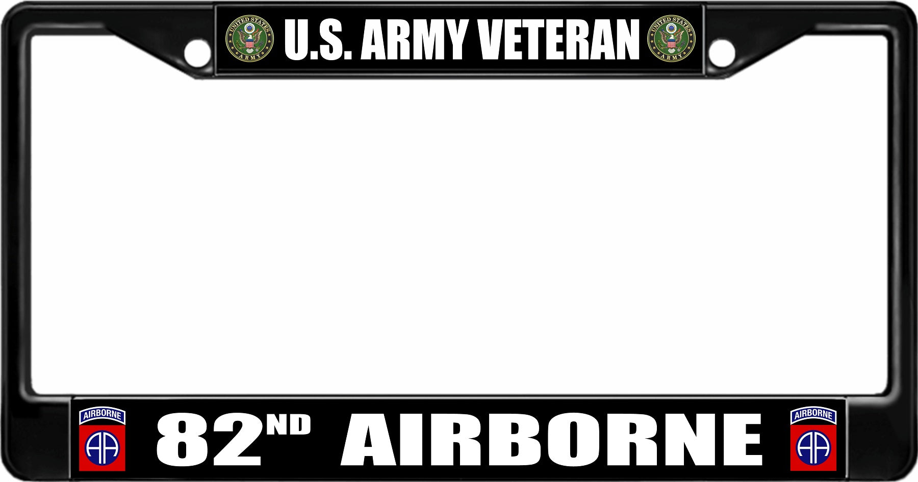 U.S. Army Veteran 82nd Airborne Black License Plate Frame – Auto ...