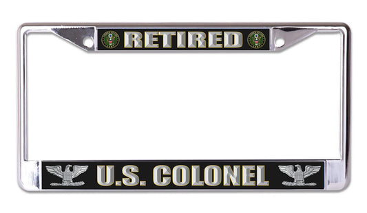 U.S. Army Retired Colonel Chrome License Plate Frame