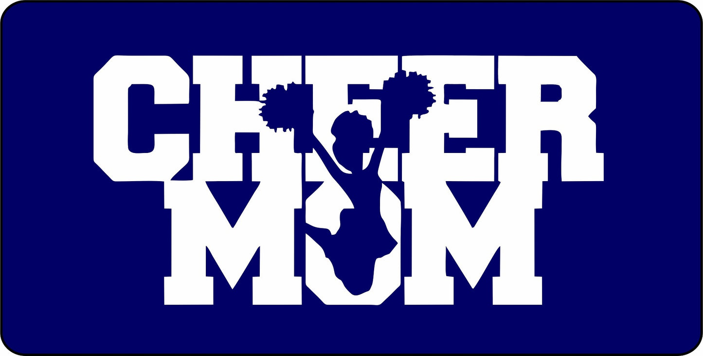 Cheer Mom #3 On Blue Photo License Plate