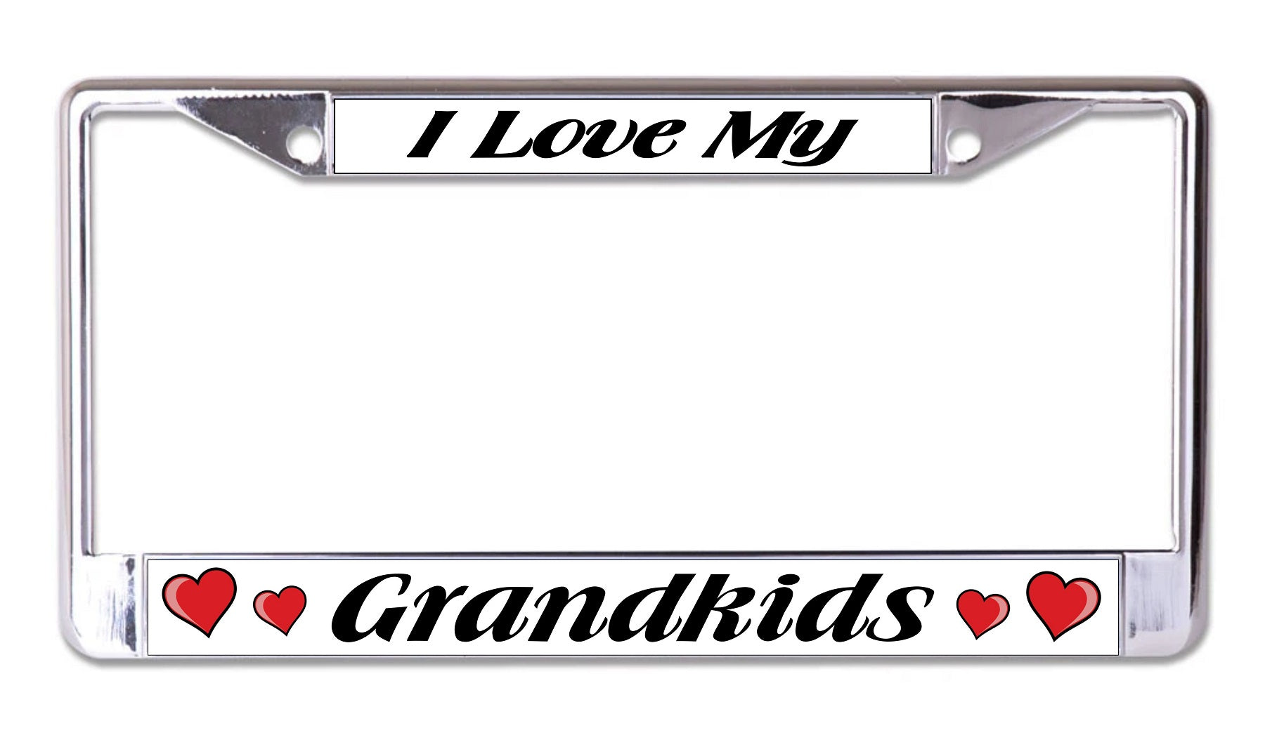 I Love My Grandkids Chrome License Plate Frame