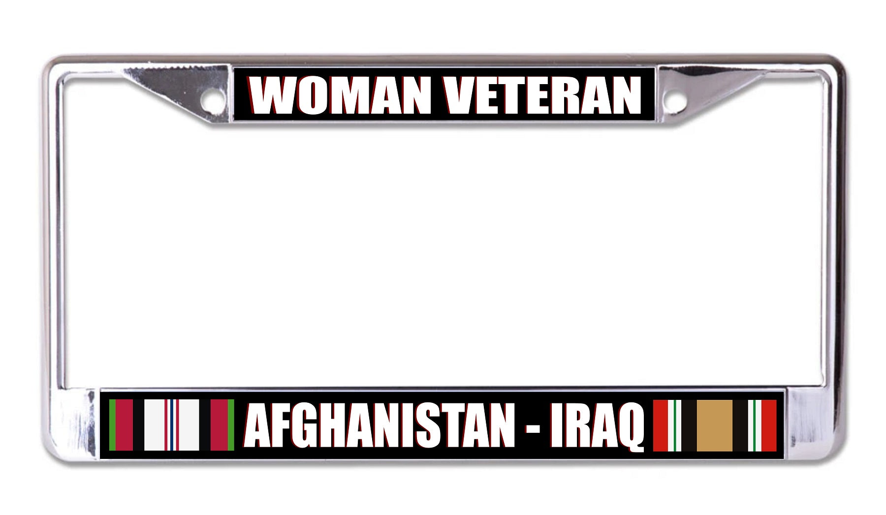 Afghanistan Iraq Woman Veteran Chrome License Plate Frame