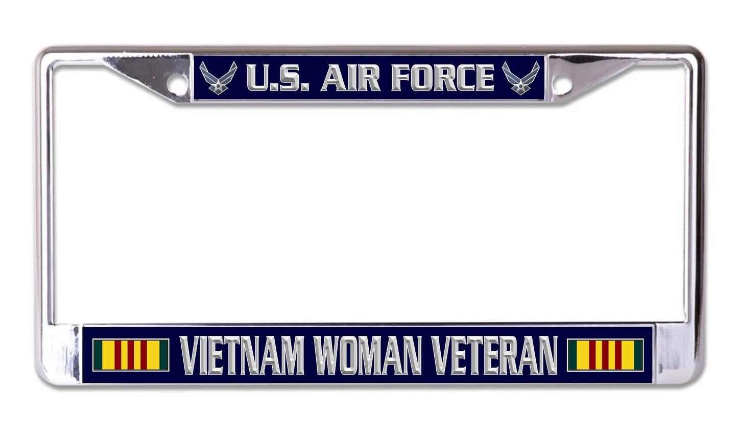 U.S. Air Force Vietnam Woman Veteran Chrome License Plate Frame