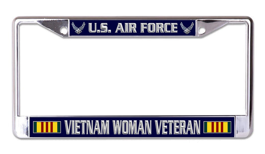 U.S. Air Force Vietnam Woman Veteran Chrome License Plate Frame