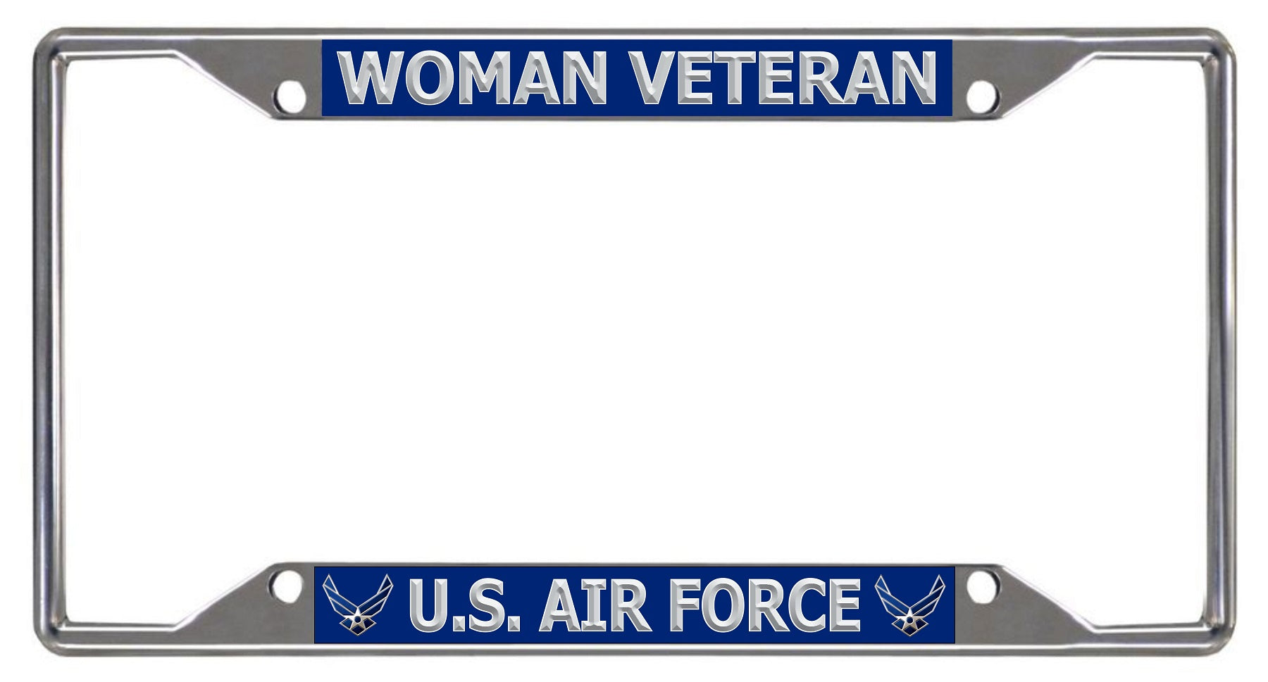 U.S. Air Force Woman Veteran Every State Chrome License Frame