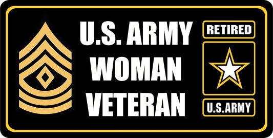 U.S. Army First Sergeant Woman Veteran Photo License Plate