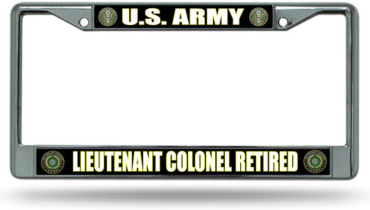 U.S. Army Lieutenant Colonel Retired Chrome License Plate Frame