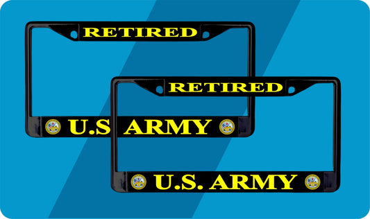 U.S. Army Retired Black License Plate Frame 2 Pack