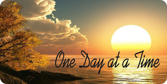 One Day At A Time Sunset Photo License Plate