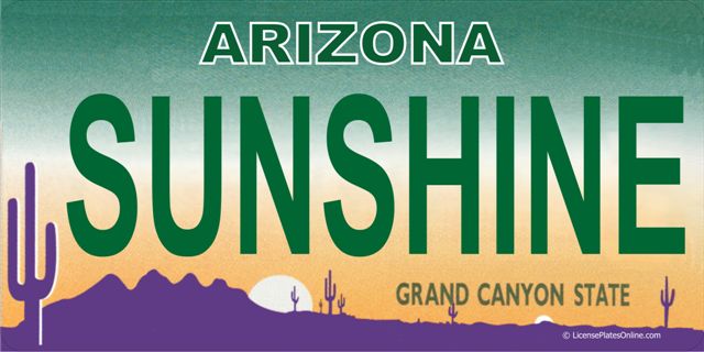 AZ Sunshine Photo License Plate