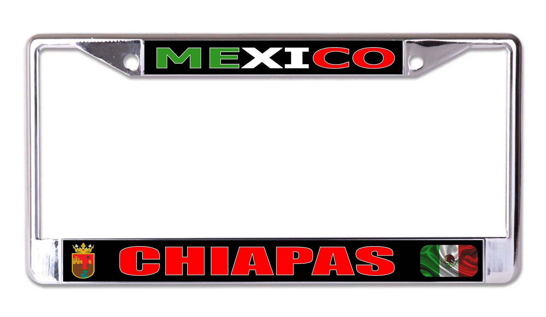 Mexico Chiapas Chrome License Plate Frame