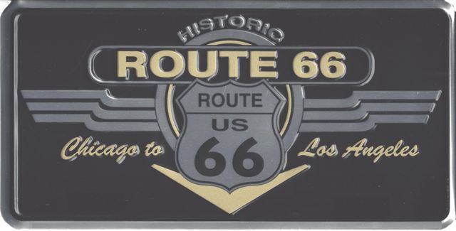 Historic Route 66 Shield & Wing Photo License Plate