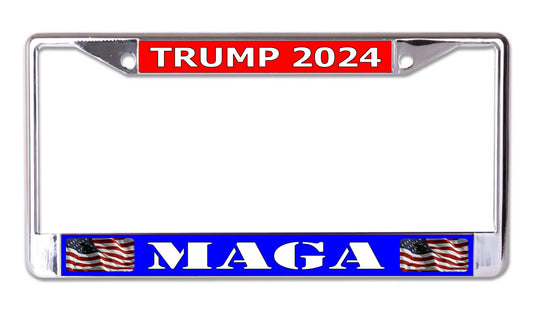 Trump 2024 MAGA #2 Chrome License Plate Frame