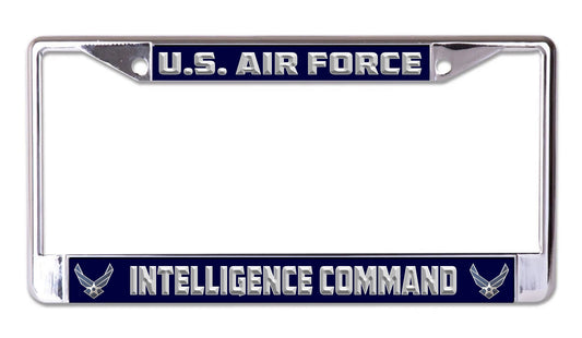 U.S. Air Force Intelligence Command Chrome License Plate Frame