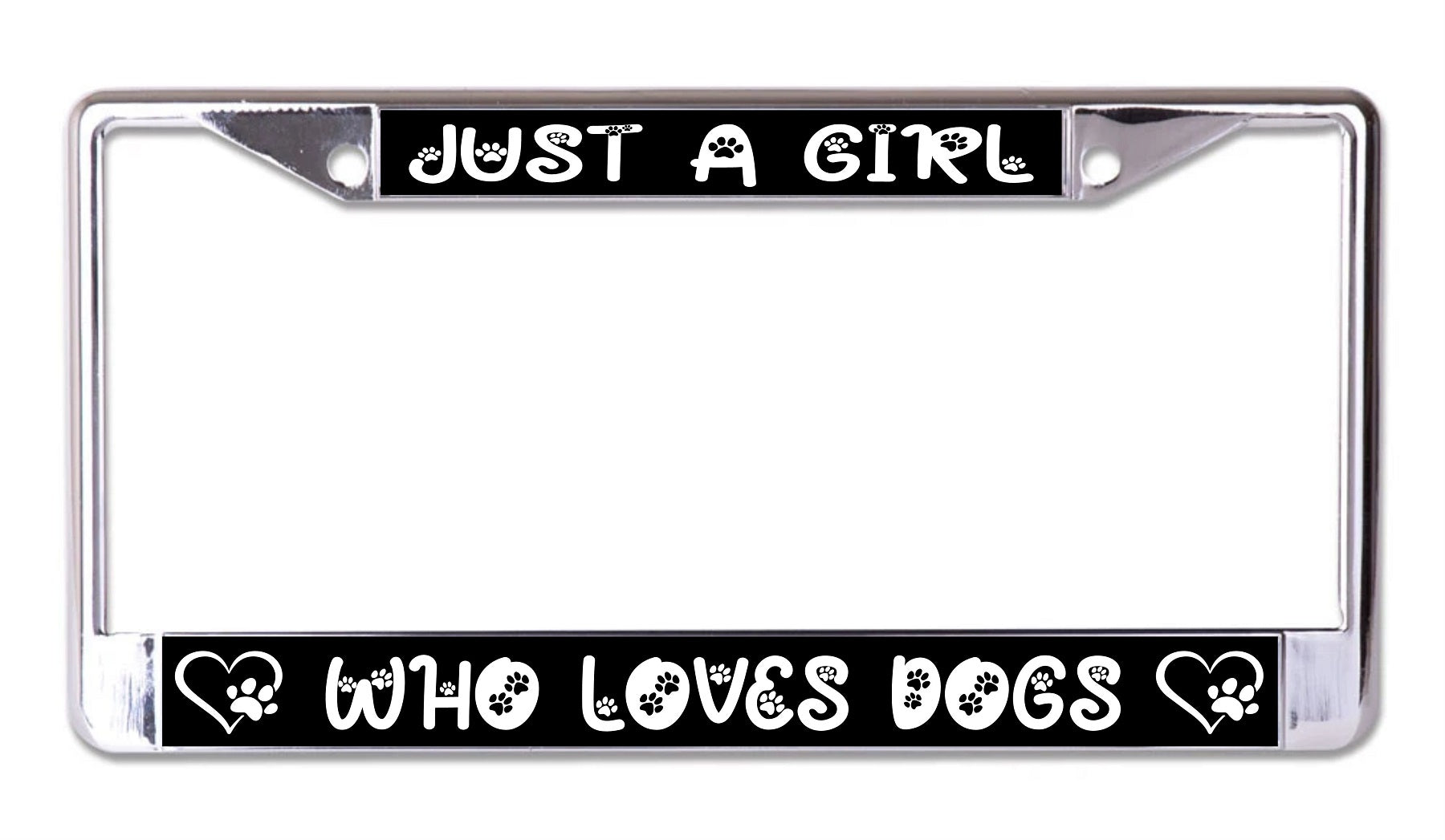 Just A Girl Who Loves Dogs Chrome License Plate Frame