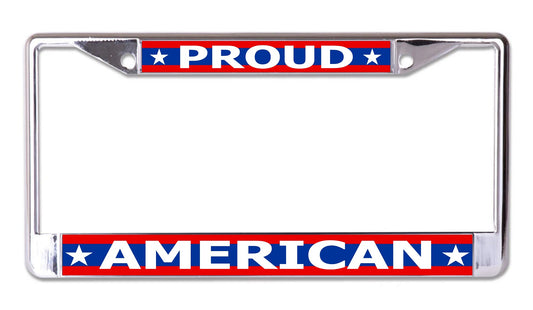 Proud American Chrome License Plate Frame