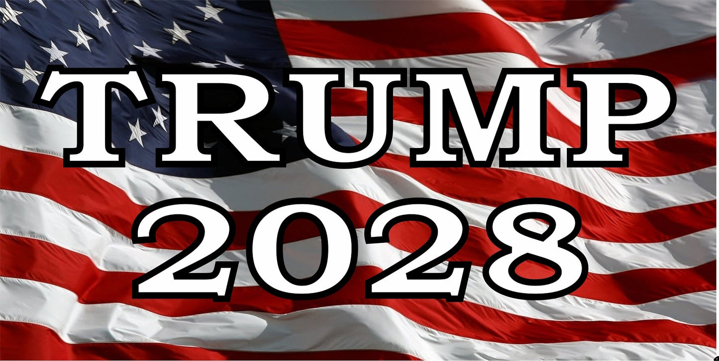 Trump 2028 On U.S. Flag Metal License Plate