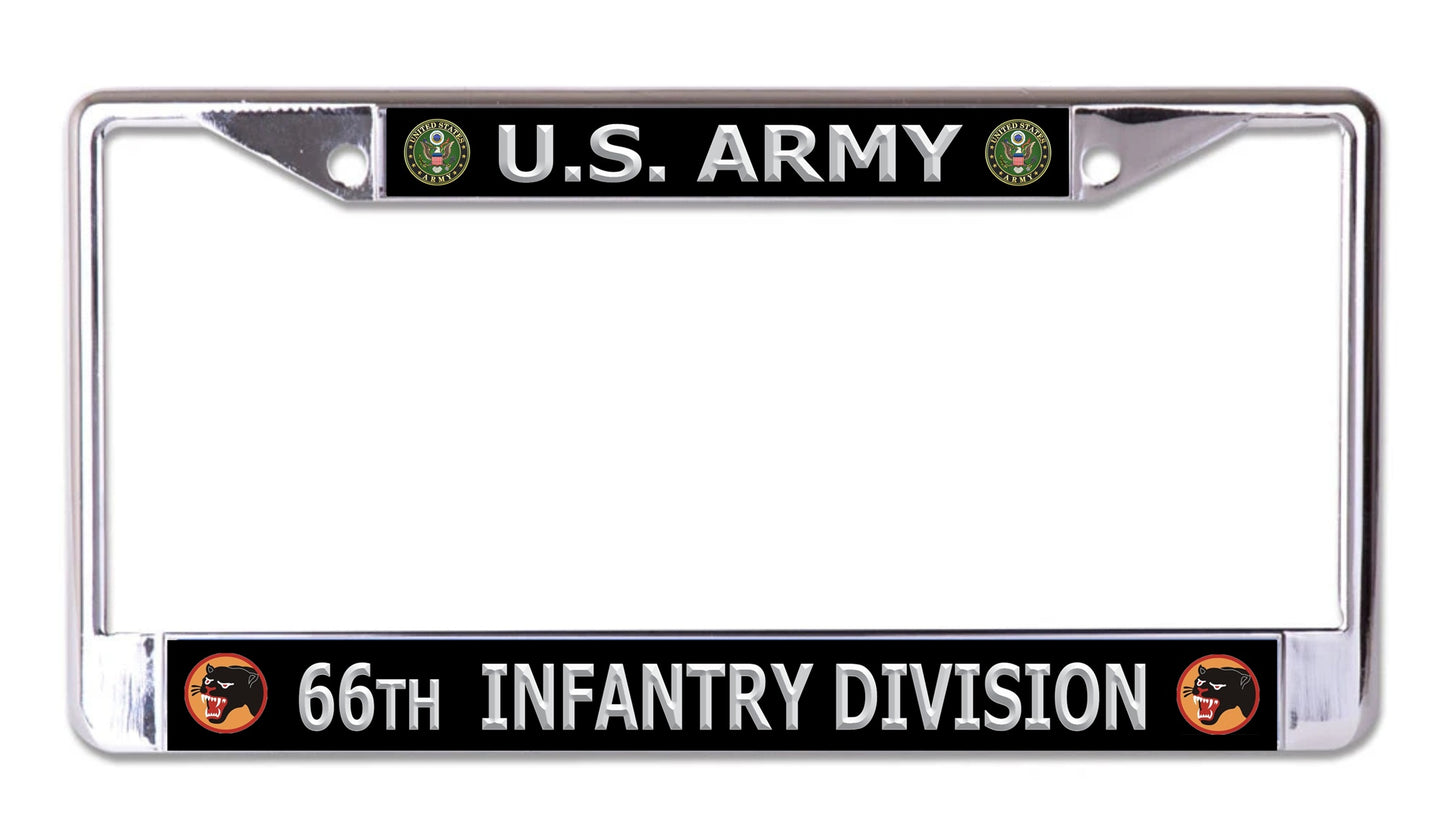U.S. Army 66th Infantry Division Chrome License Plate Frame