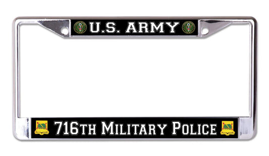 U.S. Army 716th Military Police Chrome License Plate Frame