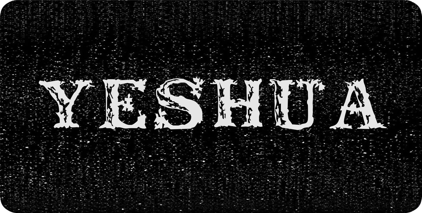 Yeshua On Black Metal License Plate