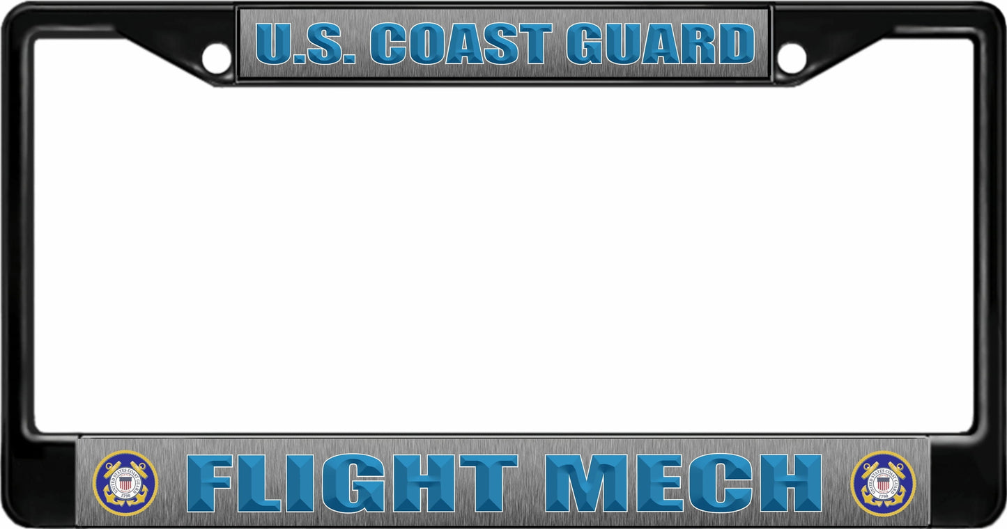 U. S. Coast Guard Flight Mech Black License Plate Frame