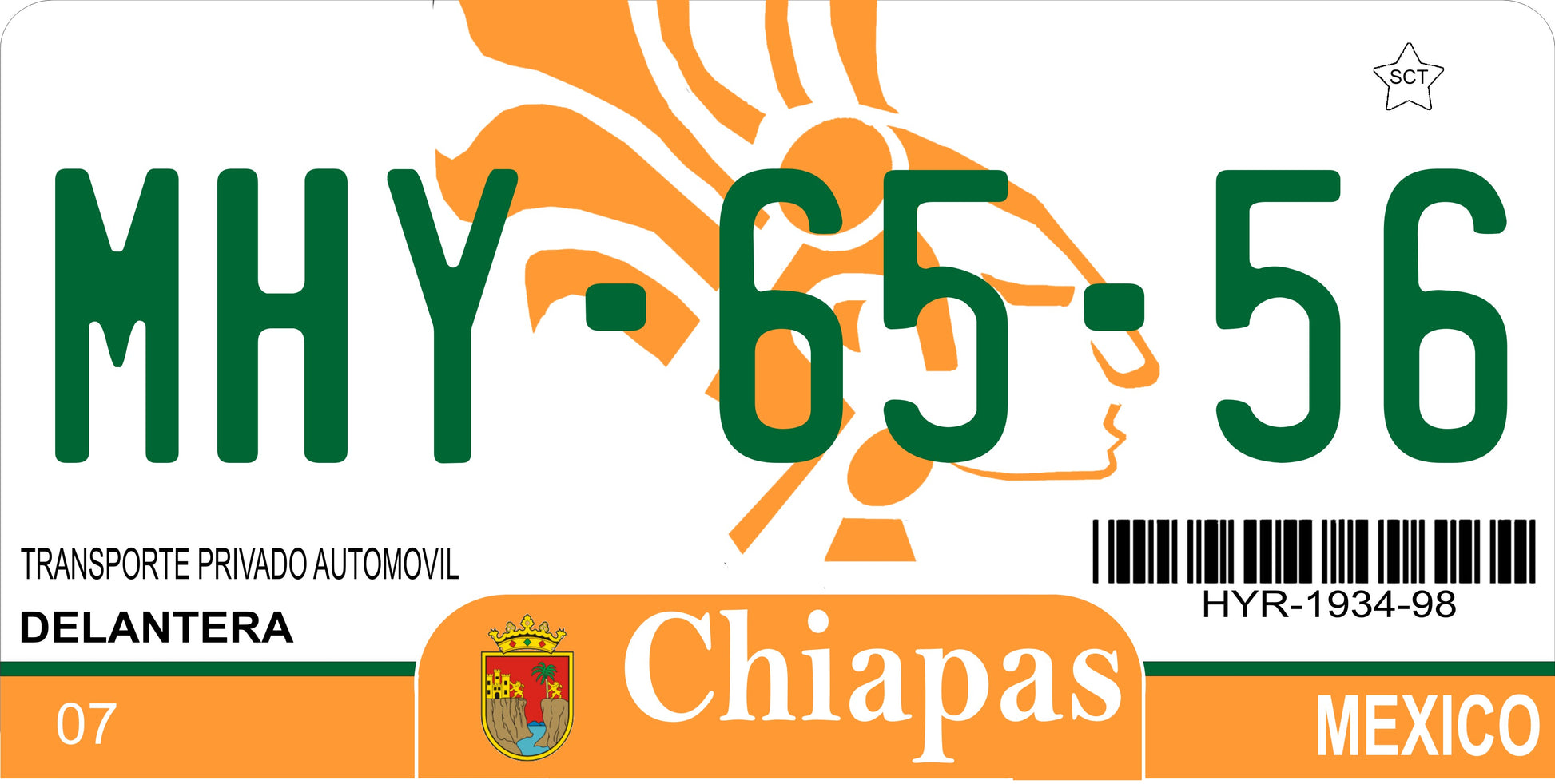 Mexico Chiapas Photo License Plate