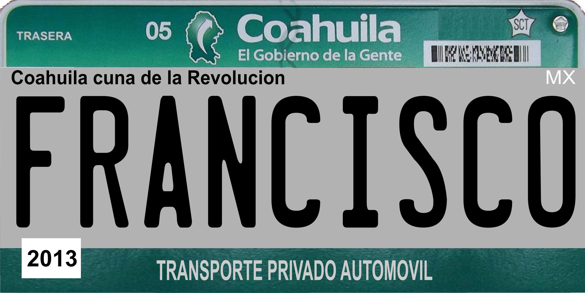 Mexico Coahuila Photo License Plate