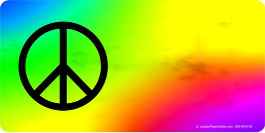Peace Offset On Tie Dye Photo License Plate