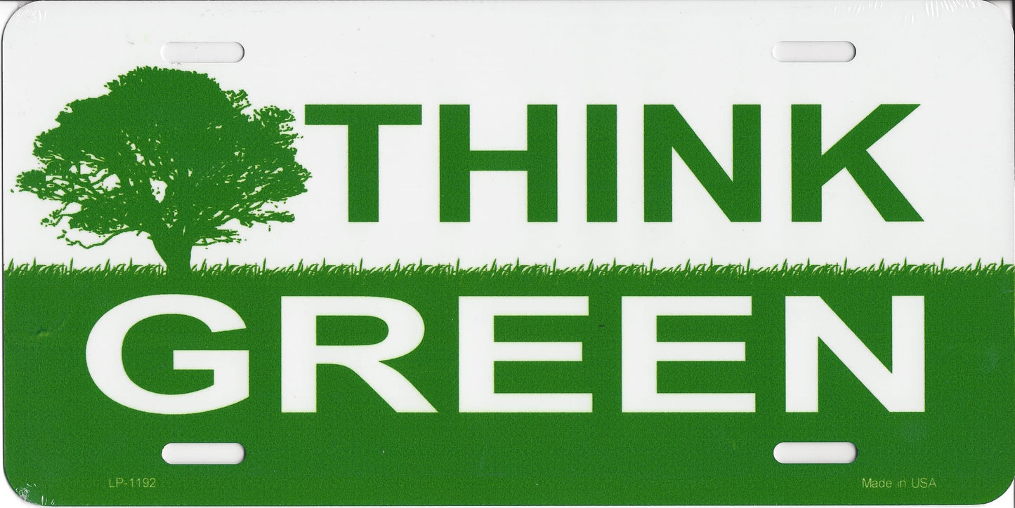 Think Green Metal License plate