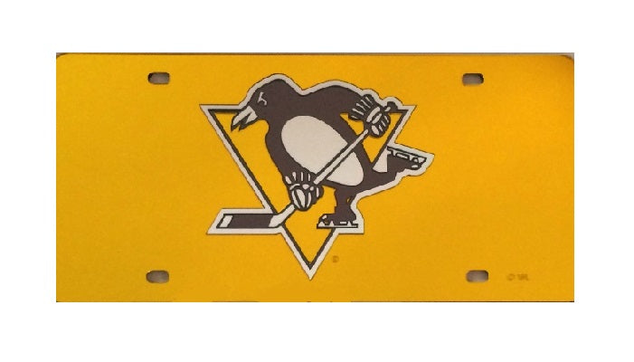 Pittsburgh Penguins Gold Laser License Plate