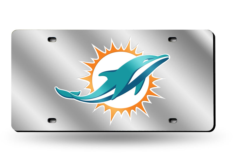 Miami Dolphins Silver Laser License Plate