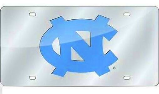 North Carolina Tar heels Logo Silver Laser License Plate