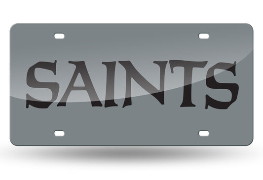 New Orleans Saints Silver Laser License Plate