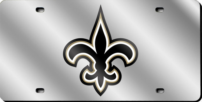 New Orleans Saints Silver Laser License Plate