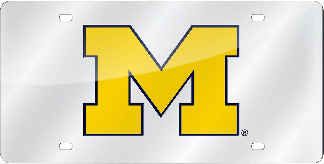 Michigan Wolverines Silver Laser License Plate