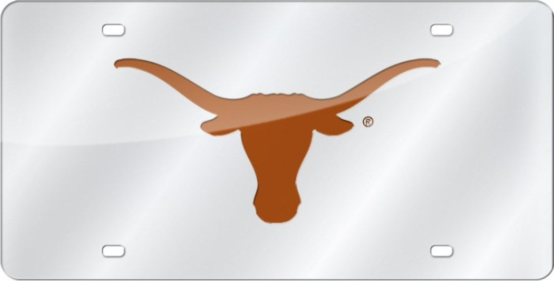 Texas Longhorns Silver Laser License Plate