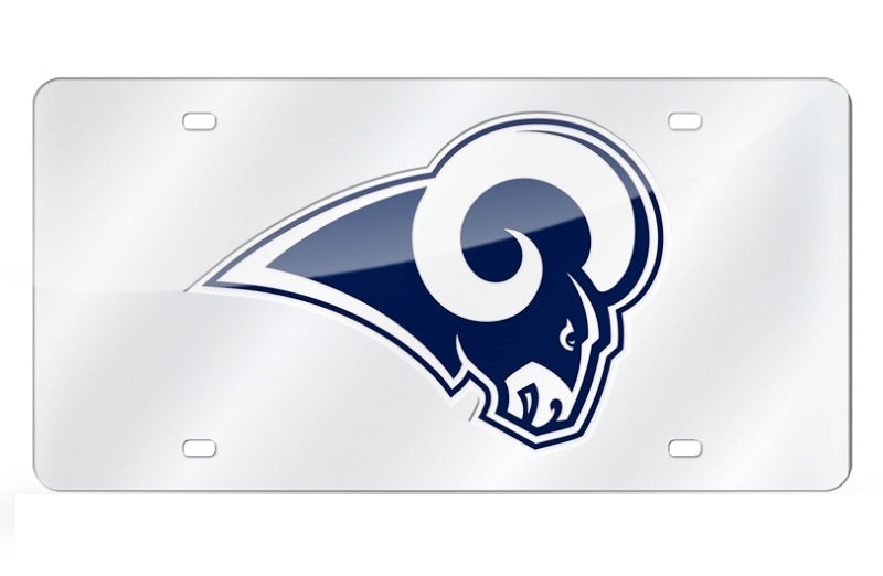 Los Angeles Rams Silver Laser License Plate