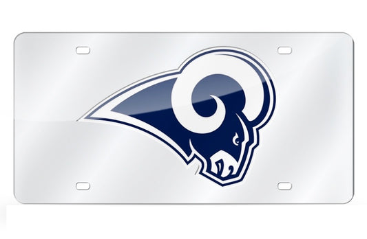 Los Angeles Rams Silver Laser License Plate