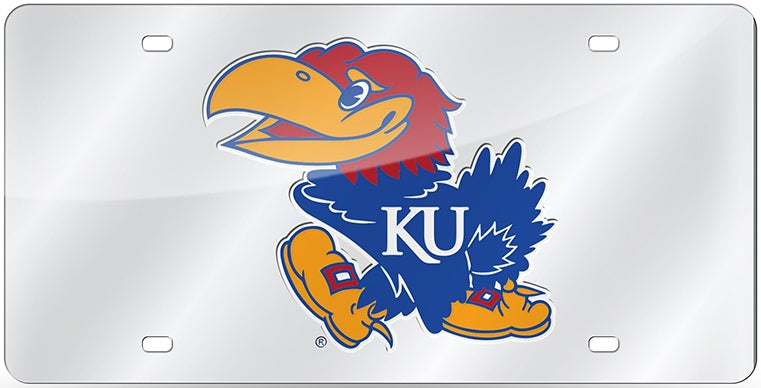 Kansas Jayhawks Silver Laser License Plate