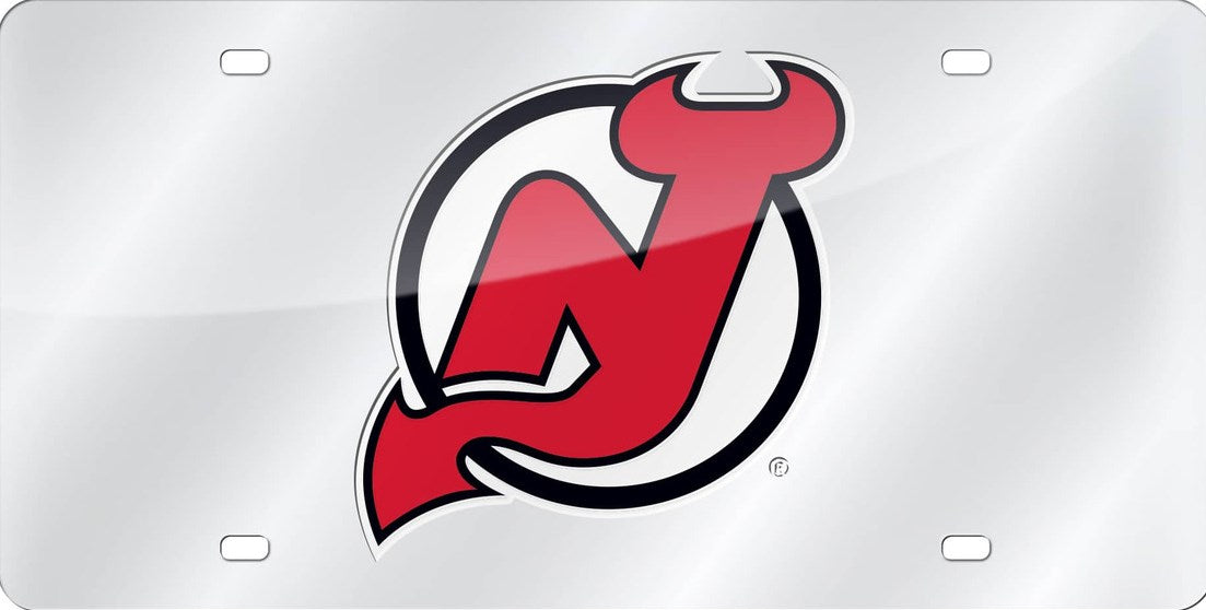 New Jersey Devils Silver Laser License Plate