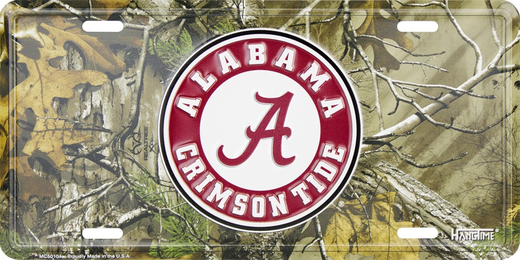 Alabama Crimson Tide Woodland Metal License Plate