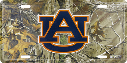 Auburn Tigers Woodland Metal License Plate