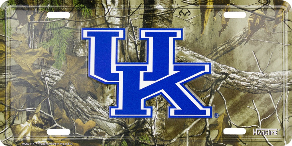 Kentucky Wildcats Woodland Metal License Plate