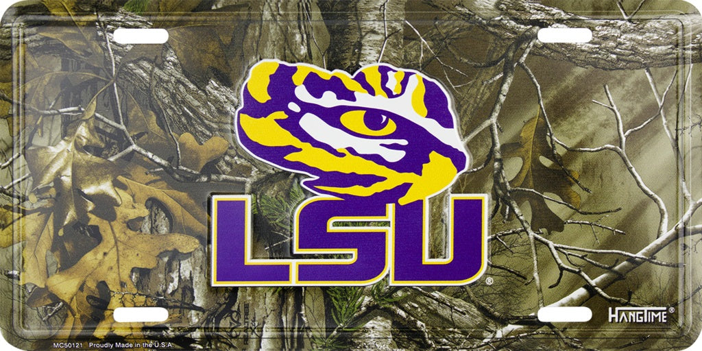 LSU Louisiana State Tigers Woodland Metal License Plate