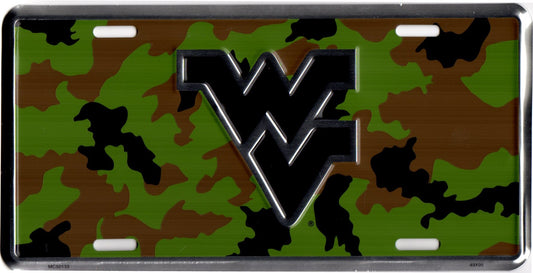 West Virginia Mountaineers Camo Metal License Plate