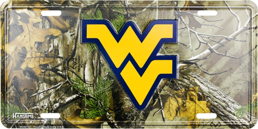 West Virginia Mountaineers Camo Embossed Metal License Plate