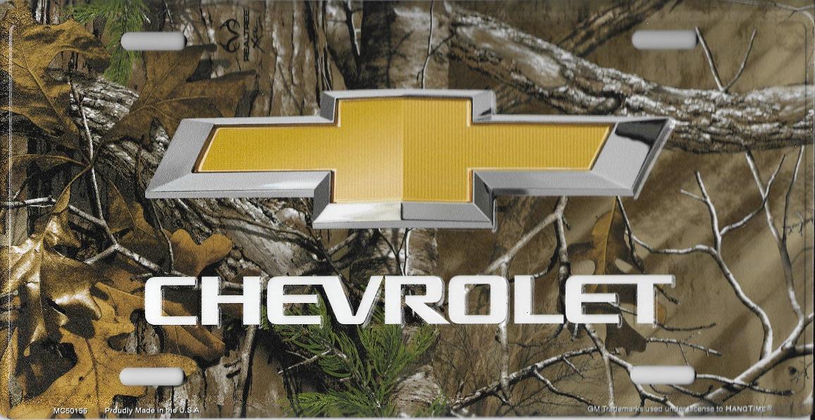 Chevrolet Bow Tie Woodland Metal License Plate