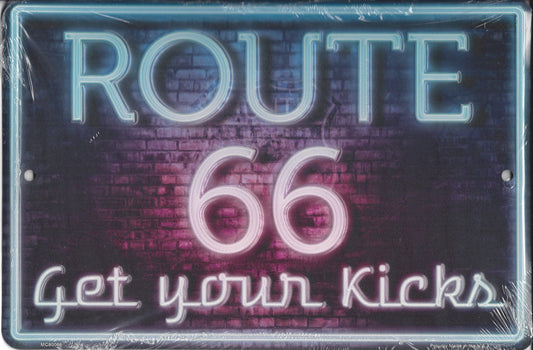 Route 66 Neon Metal Parking Sign