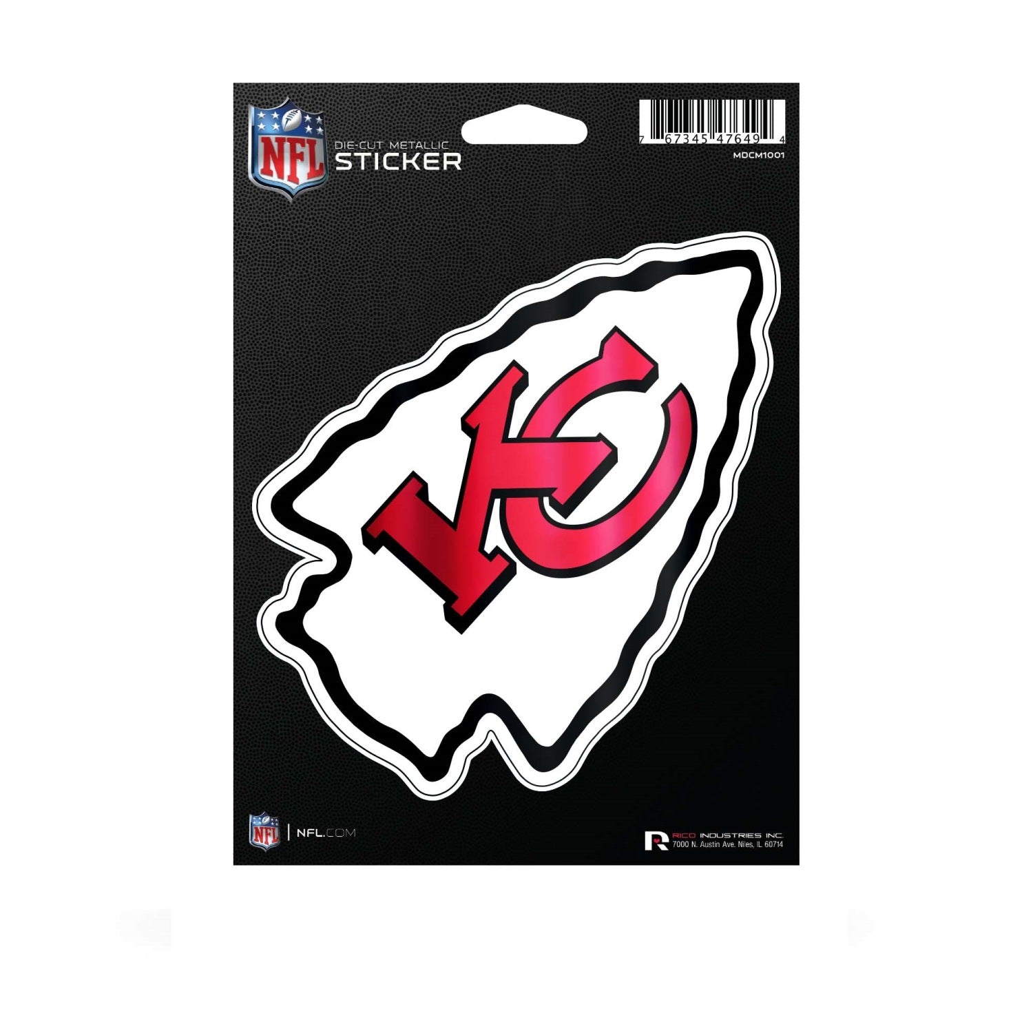 Kansas City Chiefs Die Cut Metallic Sticker